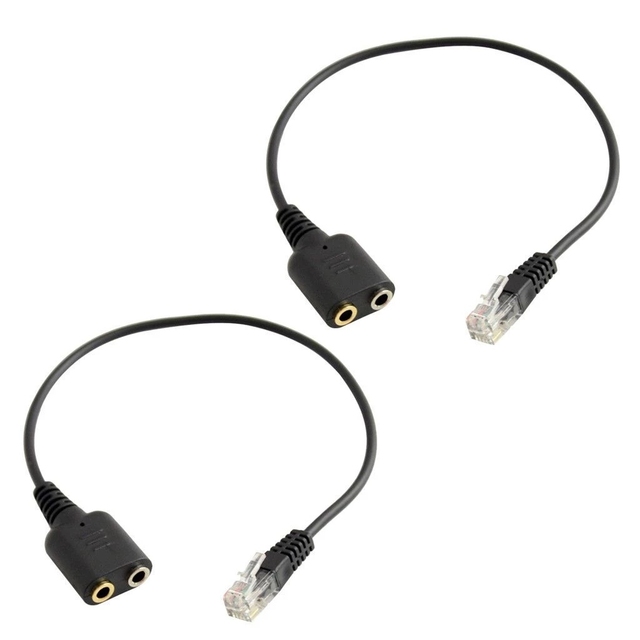 Dual 3.5mm Audio Jack Female to Male RJ9 Plug Adapter Convertor Cable PC Computer Headset Telephone Using