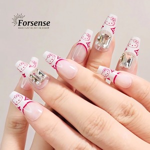 Personalizado hecho a mano lindo <span class=keywords><strong>Hello</strong></span> <span class=keywords><strong>Kitty</strong></span> prensa en las <span class=keywords><strong>uñas</strong></span> diseñador <span class=keywords><strong>de</strong></span> dibujos animados reutilizable desgaste <span class=keywords><strong>uñas</strong></span> postizas al por mayor lujo <span class=keywords><strong>3D</strong></span> ataúd <span class=keywords><strong>uñas</strong></span> postizas - Product Image 2