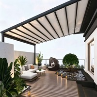 Auvent rétractable en aluminium avec protection solaire, revêtement poudré, télécommande, pour allée extérieure, jardin