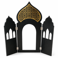 Plaque décorative Eid Mubarak en bois à LED, élément décoratif suspendu pour Ramadan, lune, étoile islamique, ornement