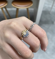 2024 été libération céleste femmes mode acier inoxydable bijoux bleu étincelant lune et étoile Couple anneaux