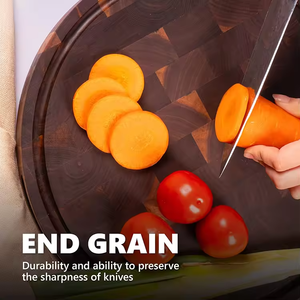 Vente chaude en gros de planche de parquet ronde en acacia et planche à découper robuste planche à découper en parquet - Product Image 5