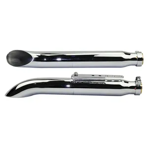 Chrome Steel Slash Cut Silencer Pipe For Harley Honda 1-3/8" 1-1/2" 1-5/8" 1-3/4" Cafe Racer Bobber Exhaust Mufflers