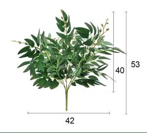 Hojas de simulación de <span class=keywords><strong>sauce</strong></span> de 5 ramas para arreglos florales DIY, para fabricantes de decoración de escenas de bodas - Product Image 5