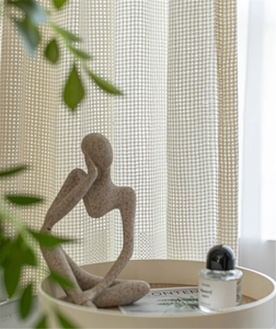 Nature Organic <strong>White</strong> Small Check Hollow Soft Cotton <strong>Line</strong> Sheer <strong>Curtain</strong> - Product Image 5