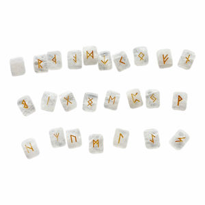 Ensemble de runes de guérison en cristal blanc gravées, pierres précieuses sculptées pour cadeau - Product Image 1