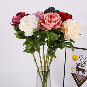 <b>Artificial</b> <b>Peony</b> Flower Single Stem Large High Simulation Valentine'S Day Wedding Home Decoration White Champagne Red Pink - Product Image 1