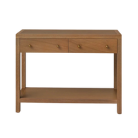 Tables consoles modernes en bois massif d'acacia, résistantes aux taches, personnalisables en gros, avec 2 tiroirs de rangement pour villas, hôtels et salons.