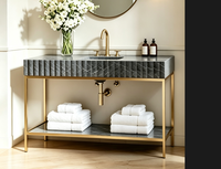 Pieds de meubles de luxe personnalisés en or, base de table en laiton satiné, cadre en métal doré poli pour comptoir en marbre noir Marquina, Mueble