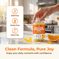 Gummies de calcium, magnésium et zinc Qbioflex en marque privée avec racine d'ashwagandha, compléments de calcium pour adultes