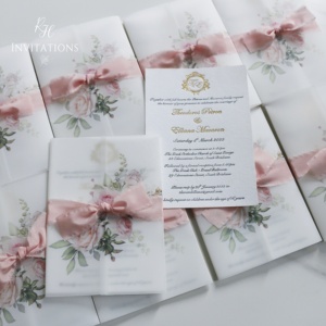 Tarjetas de papel de algodón con estampado personalizado, invitaciones de boda con funda de papel de terciopelo esmerilado y diseño Floral colorido, gran oferta - Product Image 2