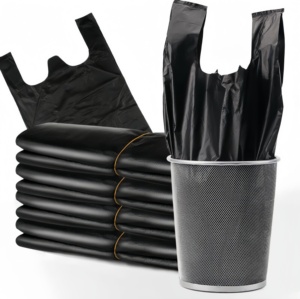 Bán Buôn Đen Rác <span class=keywords><strong>Bin</strong></span> Liners Lớn Thân Thiện Với Môi Pe T-Shirt Thùng Rác Túi Trên Cuộn Cho Hộ Gia Đình Vest <span class=keywords><strong>Bin</strong></span> - Product Image 2