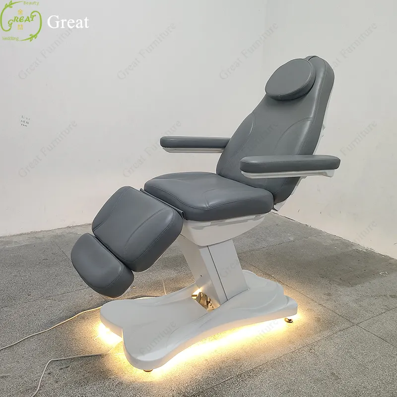 Luxus grau Schönheits salon Behandlung Wimpern Salon Bett elektrische Massage medizinisches Bett mit Beleuchtung