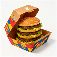 Boîte à hamburger biodégradable personnalisée en papier kraft, conteneur à clapet résistant à la graisse, emballage jetable pour la restauration rapide, vente en gros