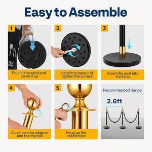 Trang trí đám cưới cung cấp hàng đợi dây rào cản thảm đỏ đen và vàng bài stanchions dây đỏ - Product Image 3