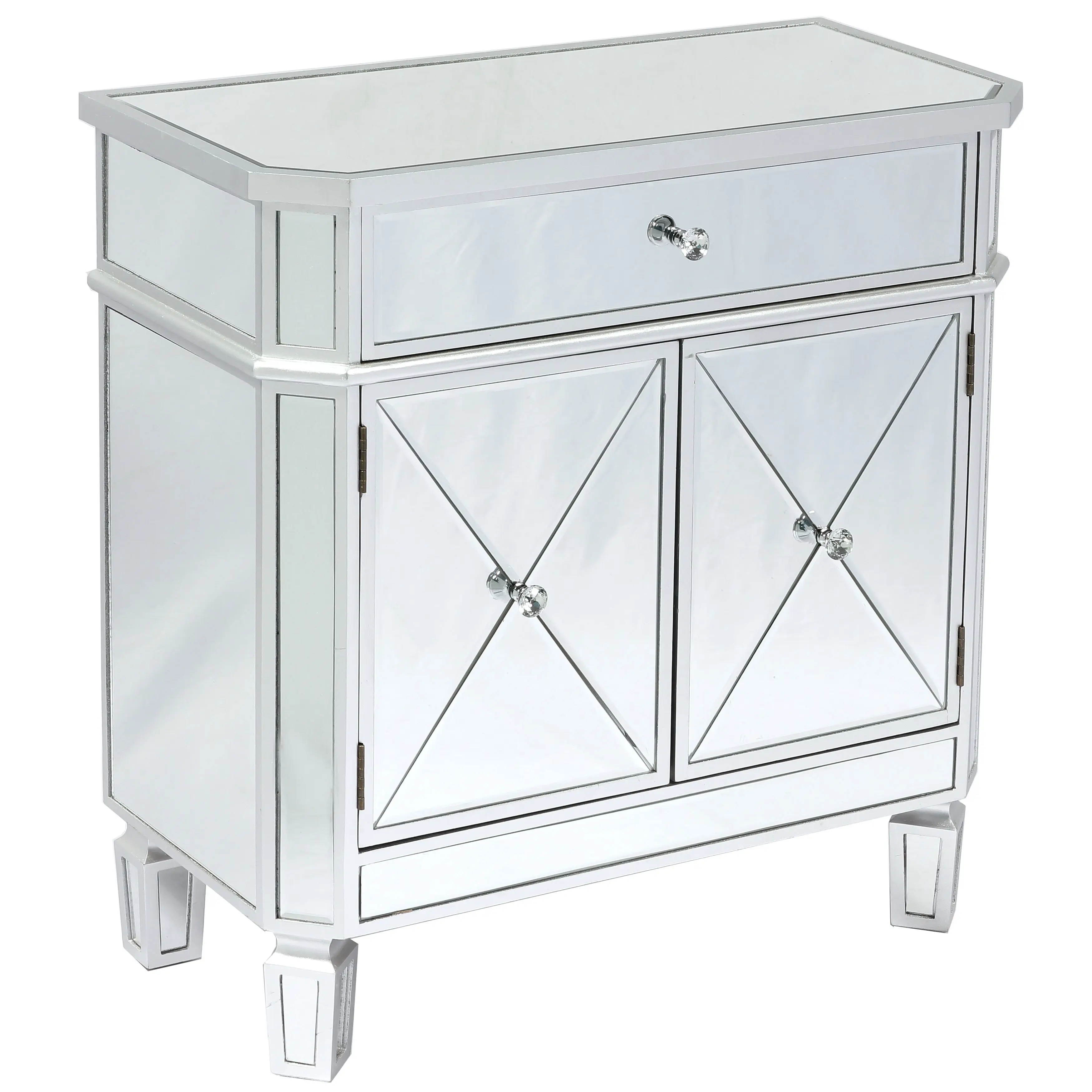 Серебристый зеркальный стол для зала, МДФ, 2 двери, 1 ящик, шкаф для гостиной/спальни