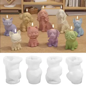 DM905 3D Animal Concrete Molds 9 Styles DIY Plaster Wax Aromatherapy Candle Mold Silicone Dog For Craft Decoration