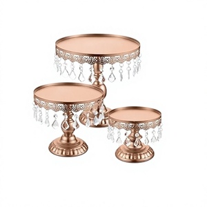 Hermoso soporte de pastel redondo de pan de oro rosa y cristal soporte de pastel de diseño moderno para decoración de mesa de comedor - Product Image 1