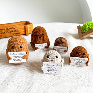 New Positive Energy Potato Hug Pocket Mini Handmade Plush Wool Knitting Doll Funny Christmas Gift for Home Room Decoration