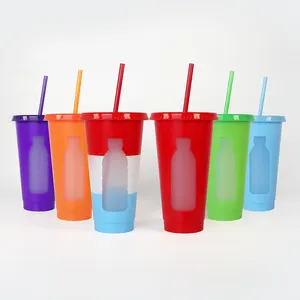 도매 대량 텀블러 아이스 팝 24Oz 음료 뚜껑과 빨대와 차가운 플라스틱 프라임 컵