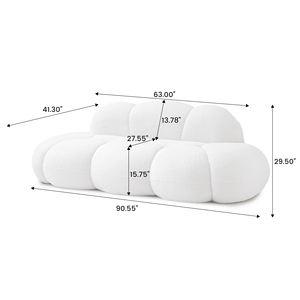 Bộ ghế <span class=keywords><strong>sofa</strong></span> phòng khách phong cách tối giản Bắc Âu Atunus, chất liệu vải boucle cừu màu be, kiểu dáng <span class=keywords><strong>sofa</strong></span> mây, đóng gói hút chân không. - Product Image 5