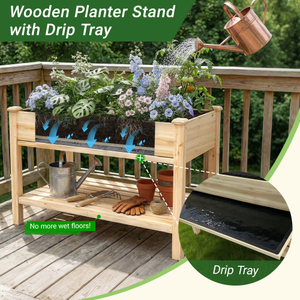 USA Warehouse Wooden Raised <b>Garden</b> Planter Box Outdoor Flower Pot Vegetable Planting <b>Bin</b> with Lower <b>Storage</b> Shelf - Product Image 5