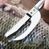 Couteau à écailles de poisson en acier inoxydable 3 en 1 couteau à découper/gratter/creuser couteau à Maw grattoir à écailles éplucheurs de dents de scie outil d'élimination des écailles de poisson