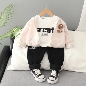 2023 xu hướng 1 2 3-4 5 tuổi áo phông quần và áo khoác 3 mảnh phù hợp với bộ trẻ em chạy bộ mặc cậu bé quần áo trẻ em cho trẻ em Bộ đồ thể thao - Product Image 5