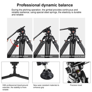 Trípode de aleación de aluminio para videocámara profesional resistente PULUZ para cámara <span class=keywords><strong>DSLR</strong></span>/SLR - Product Image 6