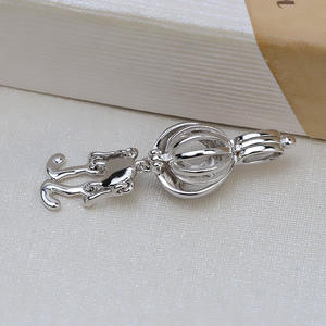 Colgante de Plata S925 con Diseño de Monstruo de Halloween, Estilo Europeo Americano, Perla No Porosa de 5-6mm, Insumos para Joyería DIY, Jaula Semiterminada - Product Image 4