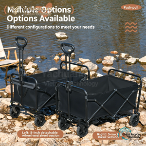 Chariot de camping pliable à quatre roues en tissu Oxford gris, remorque de courses d'extérieur à structure pliable - Product Image 6