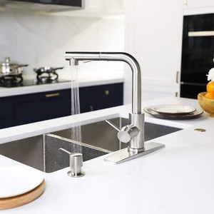 Robinet de cuisine en acier inoxydable avec douchette extractible, mitigeur monocommande eau chaude et froide - Product Image 2