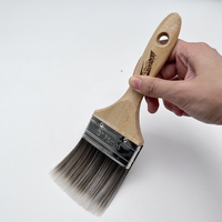 Ensemble de pinceaux professionnels industriels de 3 pouces pour peinture, manche en bois naturel, poils synthétiques à base d'eau, pour travaux de bricolage intensifs et application de peinture en bâche