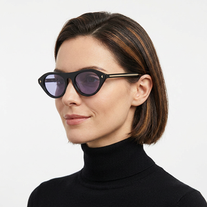Lunettes de soleil œil de chat pour femmes, monture noire à bordure complète, verres polarisés, protection UV 100%, style adulte - Product Image 1