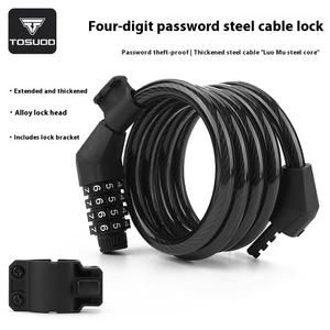 TOSUOD Câble en acier à <span class=keywords><strong>code</strong></span> à quatre chiffres Serrure de vélo Chaîne portable antivol spéciale pour l'utilisation de l'autoroute de montagne Accessoires inclus - Product Image 6