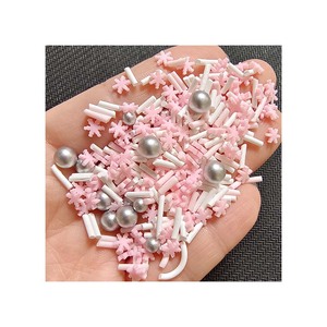 Confetti di argilla natalizia rosa fiocco di neve bianco rosa argento colori argilla fette miste granelli di melma - Product Image 4