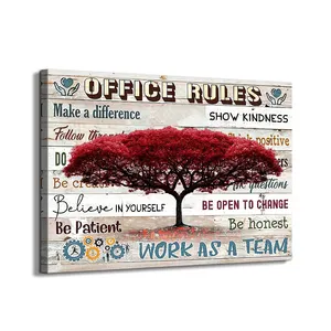 Motivational Words Landscape Picture Still Life Wall Art Decoration Red Tree Scenery Canvas Painting For Decoration