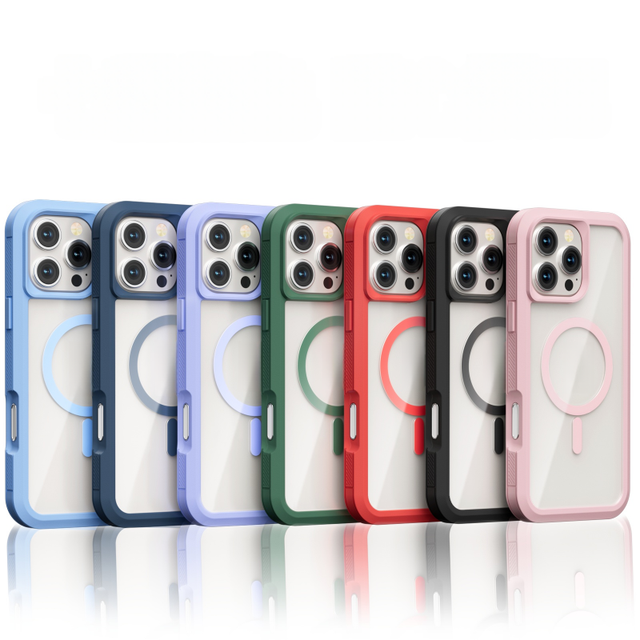 Wholesale Shockproof TPU+PC 2 Layers Magnetic Cellphone Phone Case for Iphone 13 14 Plus 15 16 17 Pro Max With Retail Package