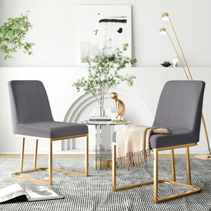 Luxury Modern Home Furniture Upholstered Dining Chair Iron Metal Legs Metal <b>Upholstery</b> 2-Piece Set - Product Image 6