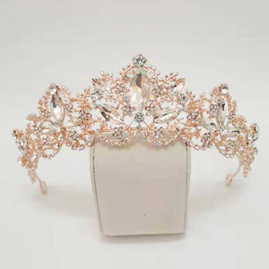 Tiare da Sposa con Strass Dorati, Coroncine per Feste, Regali di Natale, Accessori per Costumi, <span class=keywords><strong>Corone</strong></span> di <span class=keywords><strong>Compleanno</strong></span> per Donne - Product Image 3