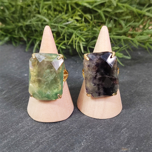 Anillo de Moda 2025, Regalo de Joyería, Chapado en Oro de 18k, con Piedra Rectangular, Fluorita, Cristal Verde, Cuarzo, Ajustable, para Mujeres y Hombres - Product Image 3