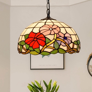 Lámpara colgante estilo floral para restaurante, <span class=keywords><strong>luz</strong></span> de pétalos de 12 pulgadas, estilo creativo, retro Tiffany, 30cm - Product Image 6