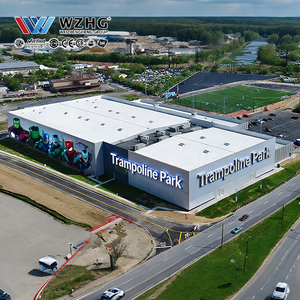 โครงสร้างเหล็กขนาดใหญ่สำหรับสวนแทรมโพลีน 30x50 เมตร พื้นที่กว้างขวาง 5,000 ตารางฟุต สองชั้น ป้องกันแผ่นดินไหว ชุบกัลวาไนซ์ ความสูง 9 เมตร - Product Image 1