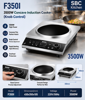 Tischplatte 3500W Hochleistungs-Edelstahl-Wok Konkaver Kommerzieller Elektrischer Induktionsherd Freistehender Wok-Brenner 220V