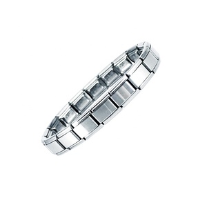 Acero inoxidable Composable Links 9mm Tamaño clásico Ajustable 18 Encantos Plata brillante En blanco Encantos italianos Pulsera de inicio - Product Image 2