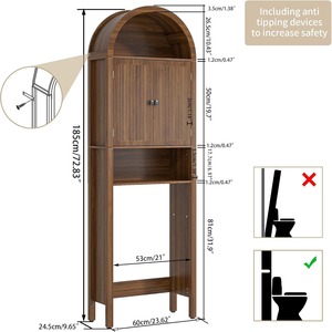 Mobiletto portaoggetti moderno Mid-Century ad arco sopra il WC, scaffale a 4 livelli per <span class=keywords><strong>bagno</strong></span> piccolo, organizer - Product Image 3