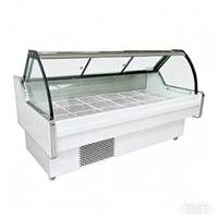 Refrigerador Comercial Usado de Acero Inoxidable de Una Sola Temperatura para Exhibición de Carne con Luz LED y Enfriamiento Directo para Carne Fresca