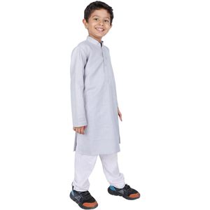 Triloki Kids Cotton <b>Kurta</b> Set For <b>Boys</b> Regular Fit Indian Traditional Ethnic Wear Casual White - Product Image 3