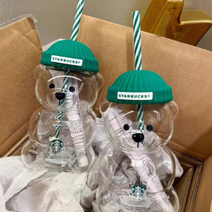 Nuova <span class=keywords><strong>Tazza</strong></span> in Vetro Little Bear con Cannuccia, Resistente alle Alte Temperature, Design Cartoon per Uso Domestico - Product Image 5