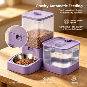 Station d'alimentation pour animaux de compagnie 2-en-1 avec logo personnalisé, distributeur de nourriture par gravité et fontaine à eau USB pour chiens et chats, fabricant de produits pour animaux de compagnie - Product Image 3